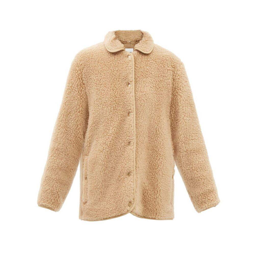 Burberry Kettlewell Size 8 Wool Cashmere Honey Teddy Fleece Jacket NWT $1,790